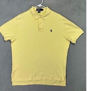 Polo Ralph Lauren Polo Shirt Mens Large Yellow Cotton Pony Short Sleeve Rugby